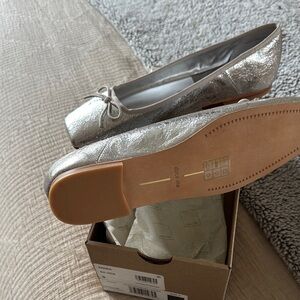 Dolce Vita Silver Ballet Flats with Bow Detail